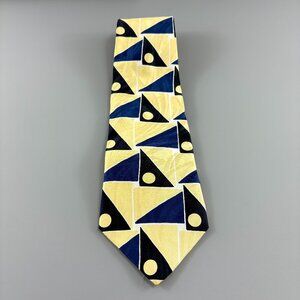 J. T. Beckett Yellowish Cream / Blue / Black Geometric Men's Tie 4" x 58"
